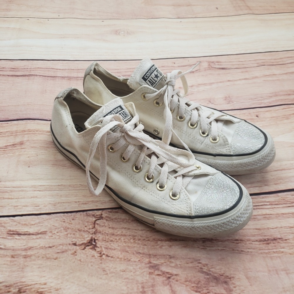 Converse All Star Shoes Womens Size 10.5 White Low Top Canvas Sneaker Ladies